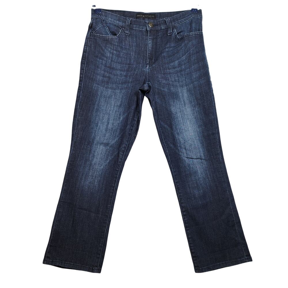 Women's Dark Wash Rock & Republic Kendall Straight Leg Jeans Size 10